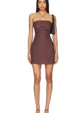 SNDYS Revolve Romi Linen Dress in Chocolate